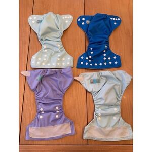 ALVABABY Cloth Pocket Diaper Lot Baby OS Blue Purple Snap Hook and Loop